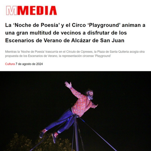 La ‘Noche de Poesía’ y el Circo ‘Playground’ animan a una gran multitud de vecinos a disfrutar de los Escenarios de Verano de Alcázar de San Juan