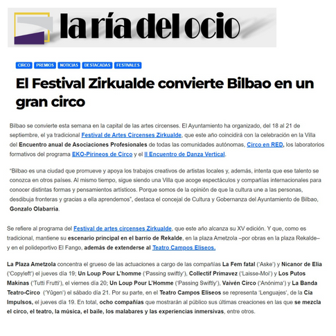 El Festival Zirkualde convierte Bilbao en un gran circo collectif primavez