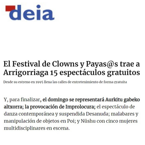 El Festival de Clowns y Payas@s trae a Arrigorriaga 15 espectáculos gratuitos